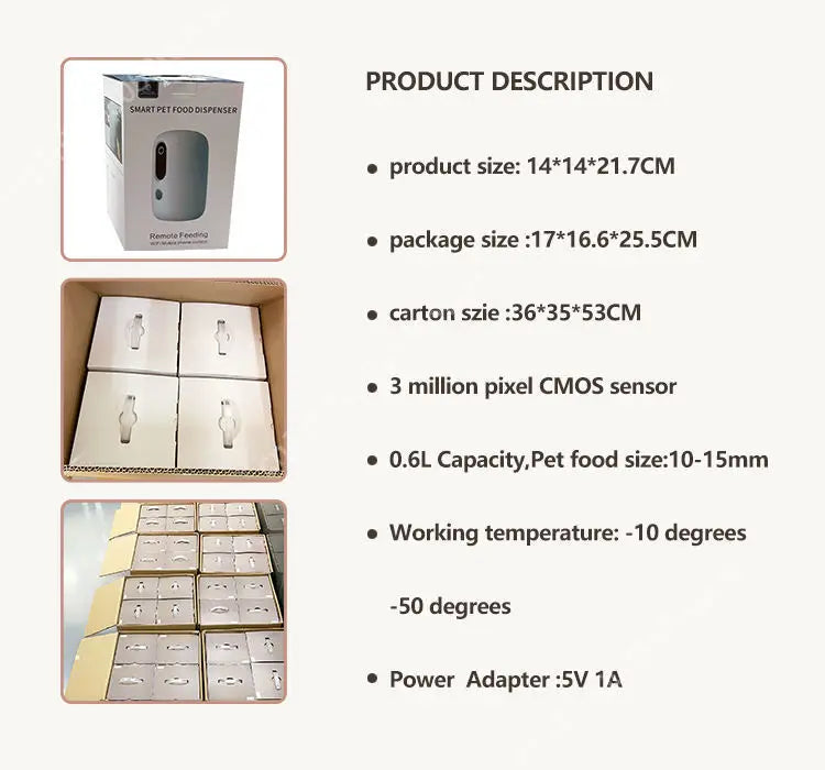 Smart WiFi Automatic Pet Feeder with Camera