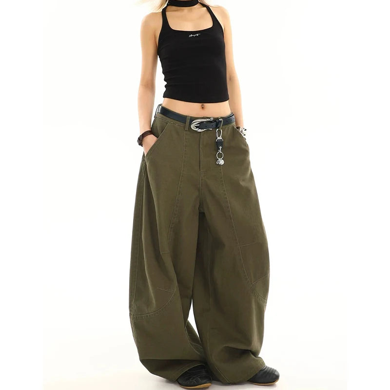 High-Waist Oversized Wide-Leg Denim Jeans with Relaxed Baggy Fit
