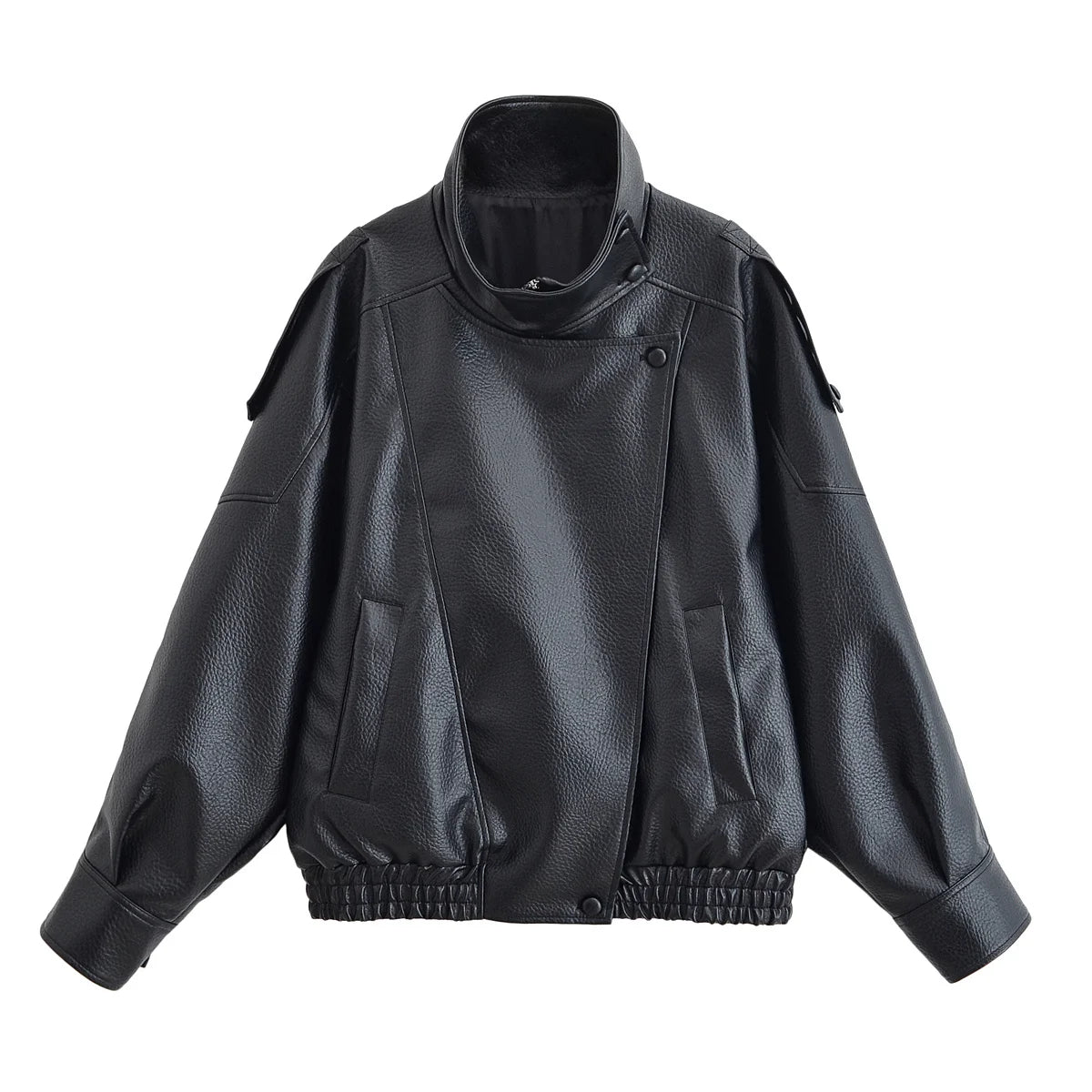 Turtleneck Button Pocket Loose Jacket
