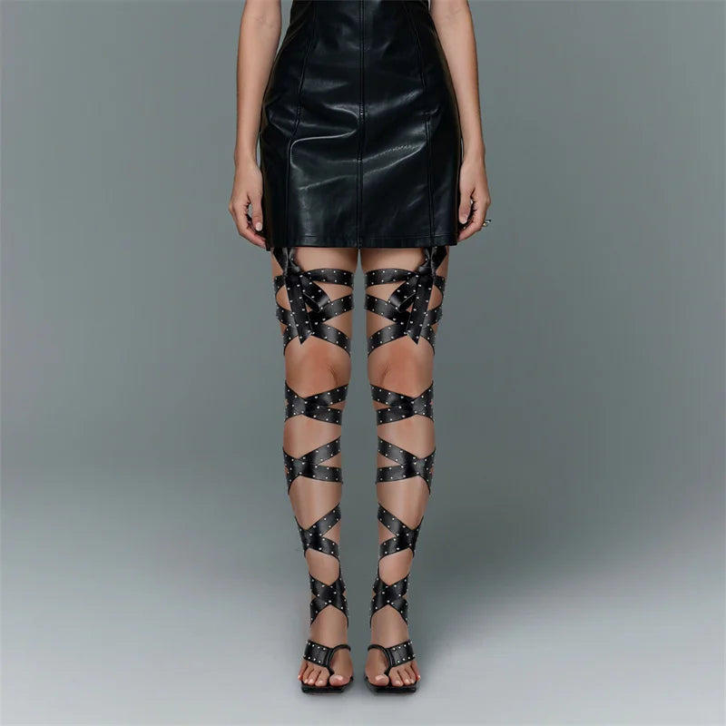 Square Toe Lace-Up Gladiator High Heel Sandals