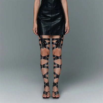 Square Toe Lace-Up Gladiator High Heel Sandals