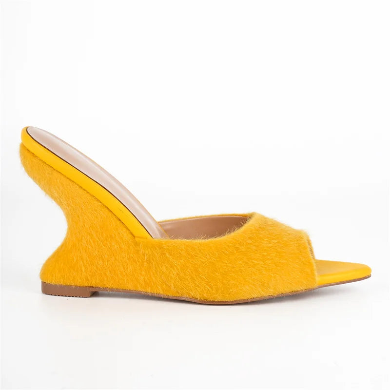 Open Toe Slip-On Wedge Mule Sandals