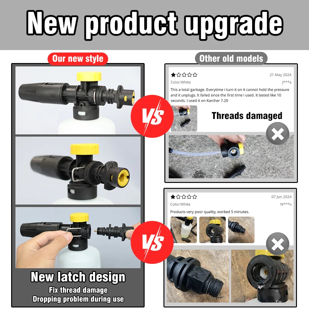 Adjustable Snow Foam Cannon Kit for K2–K7 Pressure Washers with Foam Lance & Car Wash Nozzle