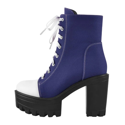Premium Platform Lace-Up Chunky Heel Ankle Boots