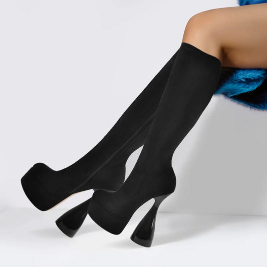 Premium Platform Knee-High High Heel Boots