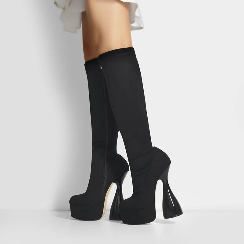 Premium Platform Knee-High High Heel Boots