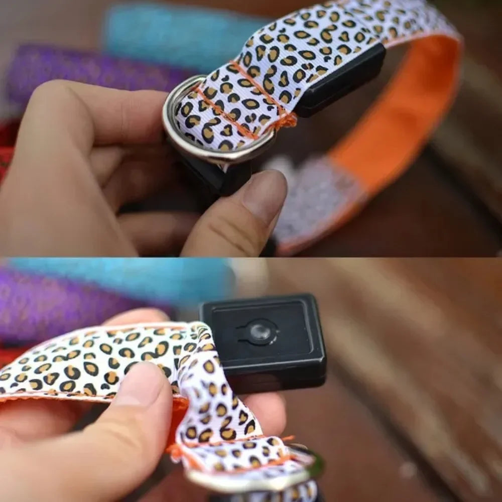 Leopard Print LED Safety Dog Collar