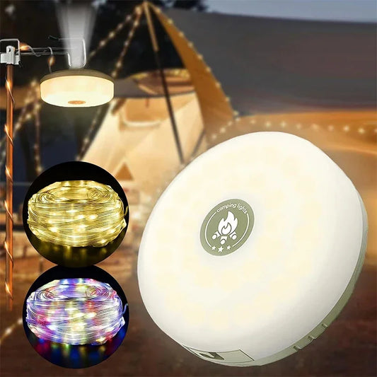 4-in-1 Rechargeable Camping Light with String Lights