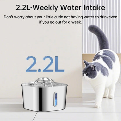 2.2L Stainless Steel Automatic Cat Water Fountain