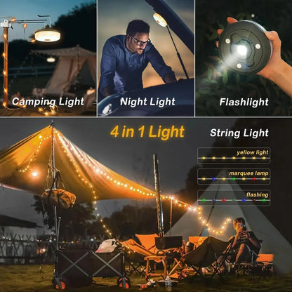 4-in-1 Rechargeable Camping Light with String Lights