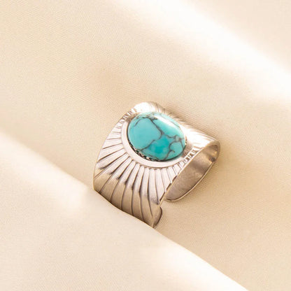 Bohemian Turquoise Gemstone Adjustable Ring for Women