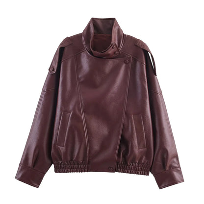 Turtleneck Button Pocket Loose Jacket