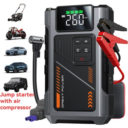 3000A Portable Car Jump Starter with 150 PSI Air Compressor for 7.5L Gas & 6.5L Diesel Engines