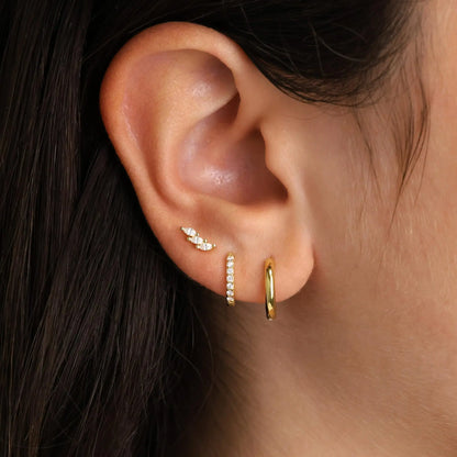 3-Piece Stainless Steel Zircon Huggie Hoop Earrings Set for Women