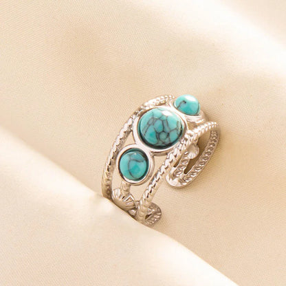 Bohemian Turquoise Gemstone Adjustable Ring for Women