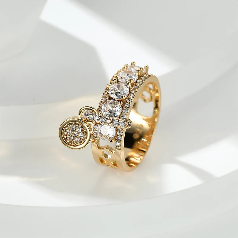 Vintage Gold Tone Royal Blue Stone Statement Ring for Women