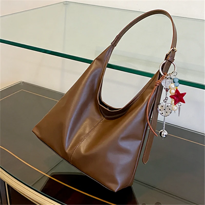 Elegant Shoulder Underarm Bags with Pendant Solid Color Synthetic Leather Handbags for Women Everyday Travel  Shopping, Parties