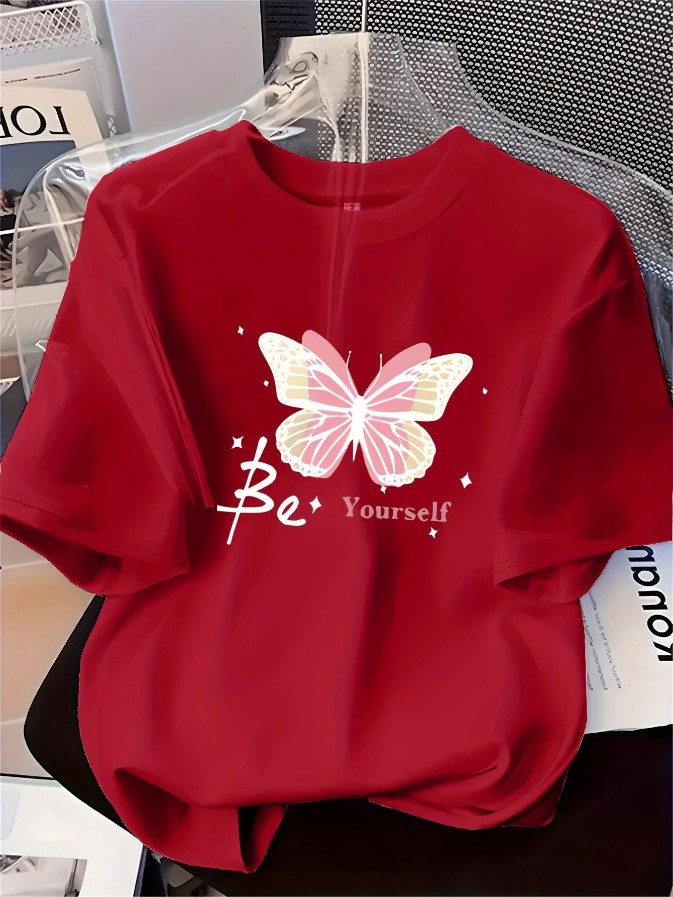 Butterfly Print Soft Short Sleeve T-Shirt