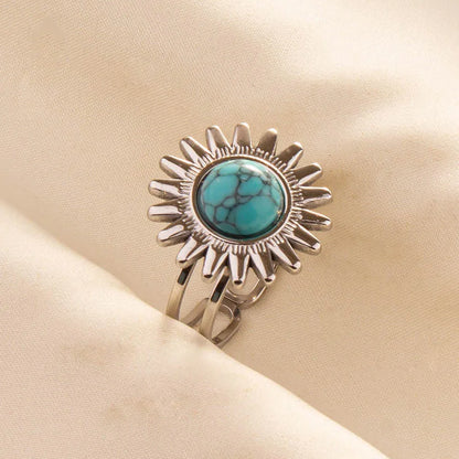 Bohemian Turquoise Gemstone Adjustable Ring for Women