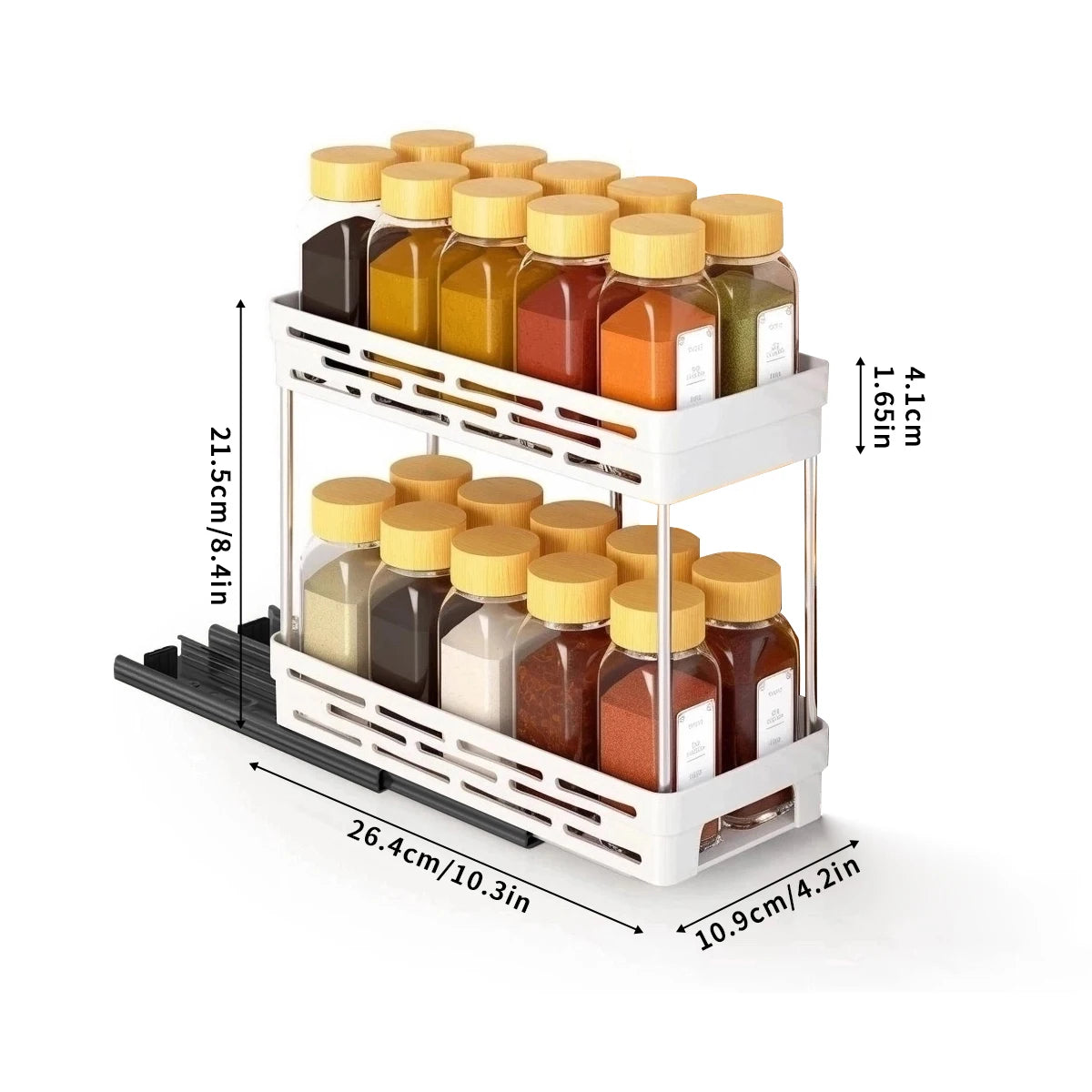 2-Tier Pull-Out Spice Rack Organizer