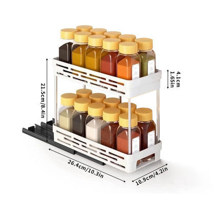 2-Tier Pull-Out Spice Rack Organizer