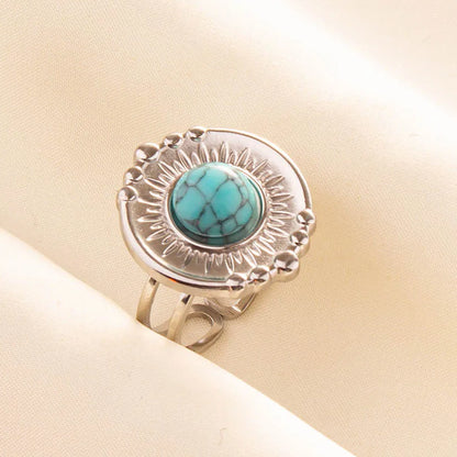 Bohemian Turquoise Gemstone Adjustable Ring for Women