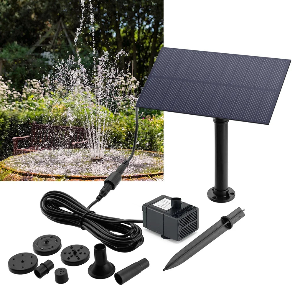 5W Solar Powered Garden Fountain Pump Kit