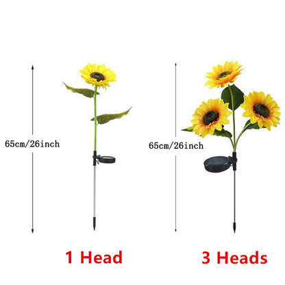 Solar LED Sunflower Garden Stake Lights for Outdoor Landscape Decor