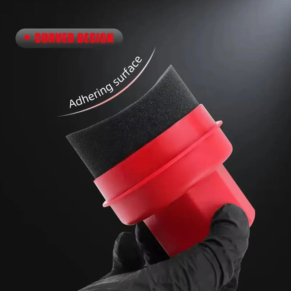 Curved Tire Wax Applicator Sponge with Lid for Tire Dressing & Detailing