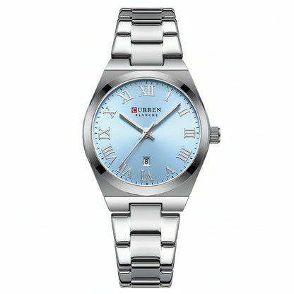 Luxury Stainless Steel Analog Quartz Wrist Watch with Date Display & Water Resistance