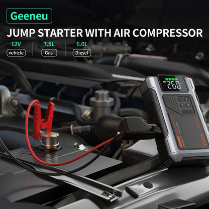 3000A Portable Car Jump Starter with 150 PSI Air Compressor for 7.5L Gas & 6.5L Diesel Engines