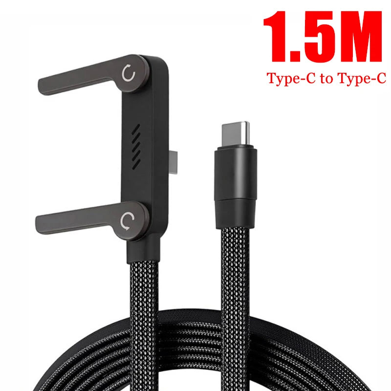240W 2-in-1 USB to USB-C Fast Charging Cable with Foldable Stand