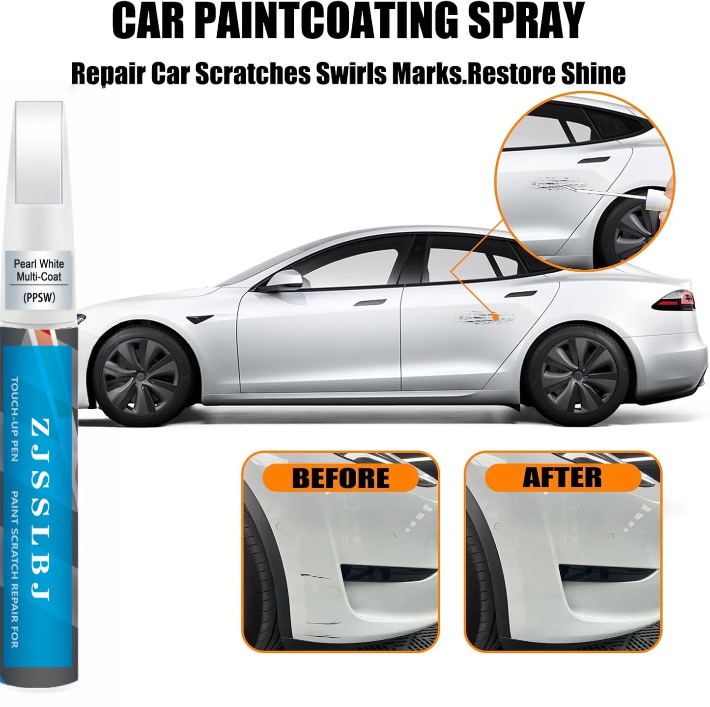 2-in-1 Touch Up Paint Pen & Brush Scratch Repair Kit for Tesla Model Y, 3, S & X