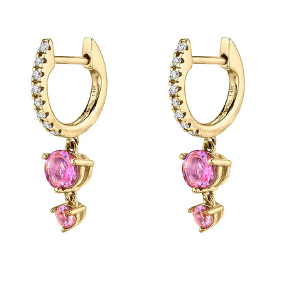 Stainless Steel Flower Dangle Earrings with Sparkling Zircon