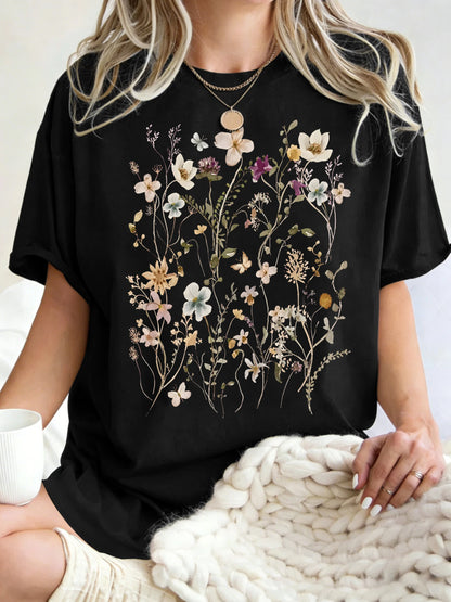 Floral Cluster Print Oversized Short Sleeve T-Shirt