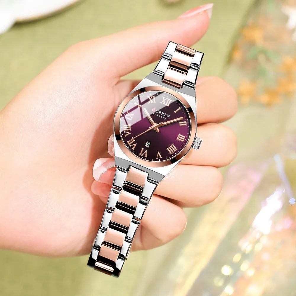Luxury Stainless Steel Analog Quartz Wrist Watch with Date Display & Water Resistance