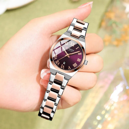 Luxury Stainless Steel Analog Quartz Wrist Watch with Date Display & Water Resistance