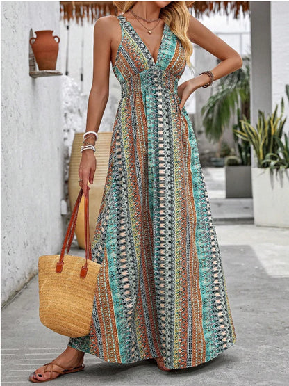 Printed Sleeveless Maxi Dress for Beach & Casual Wear