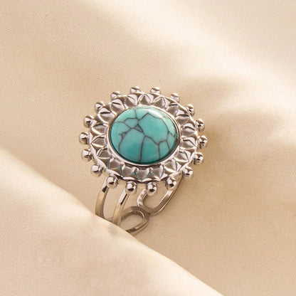 Bohemian Turquoise Gemstone Adjustable Ring for Women