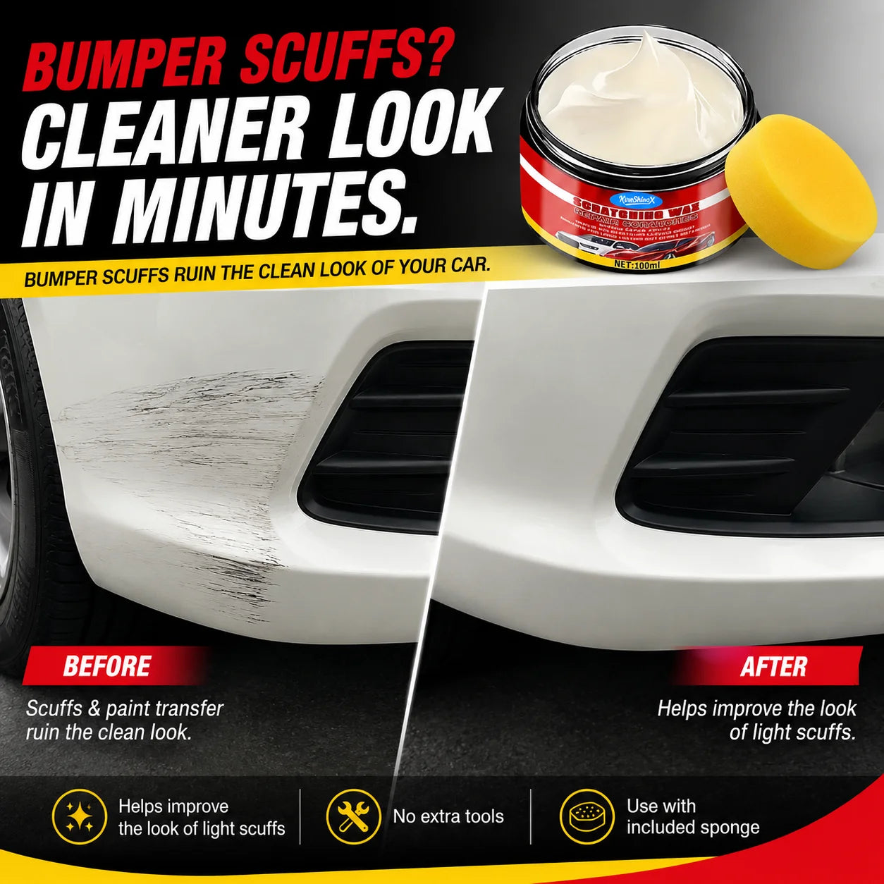 Car Scratch Remover & Nano Ceramic Coating Wax for Paint Repair, Surface Restoration & Gloss Enhancement