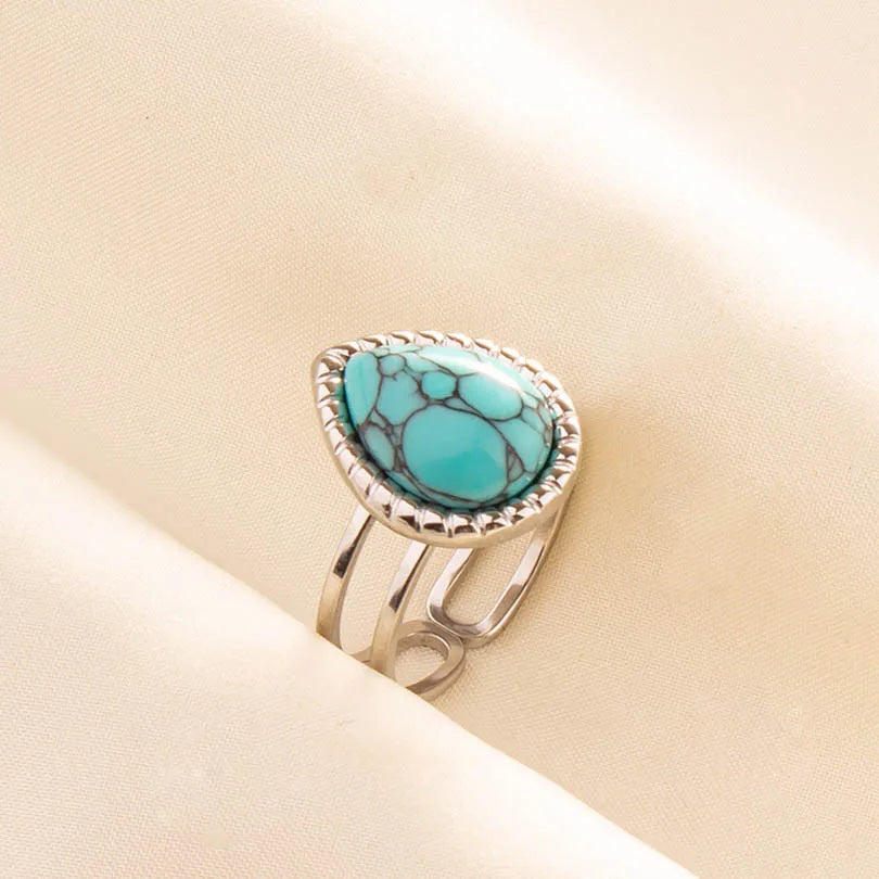 Bohemian Turquoise Gemstone Adjustable Ring for Women
