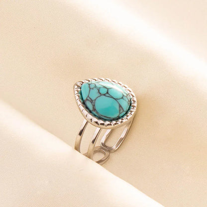 Bohemian Turquoise Gemstone Adjustable Ring for Women