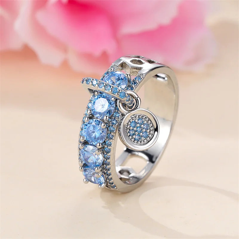 Vintage Gold Tone Royal Blue Stone Statement Ring for Women