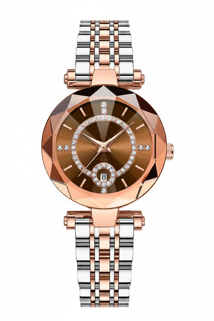 Luxury Stainless Steel Fashion Watch with Quartz Movement, Date Display & Water Resistance