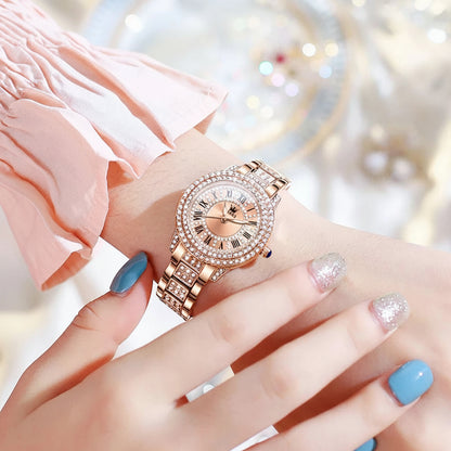 Luxury Roman Dial Quartz Diamond Watch