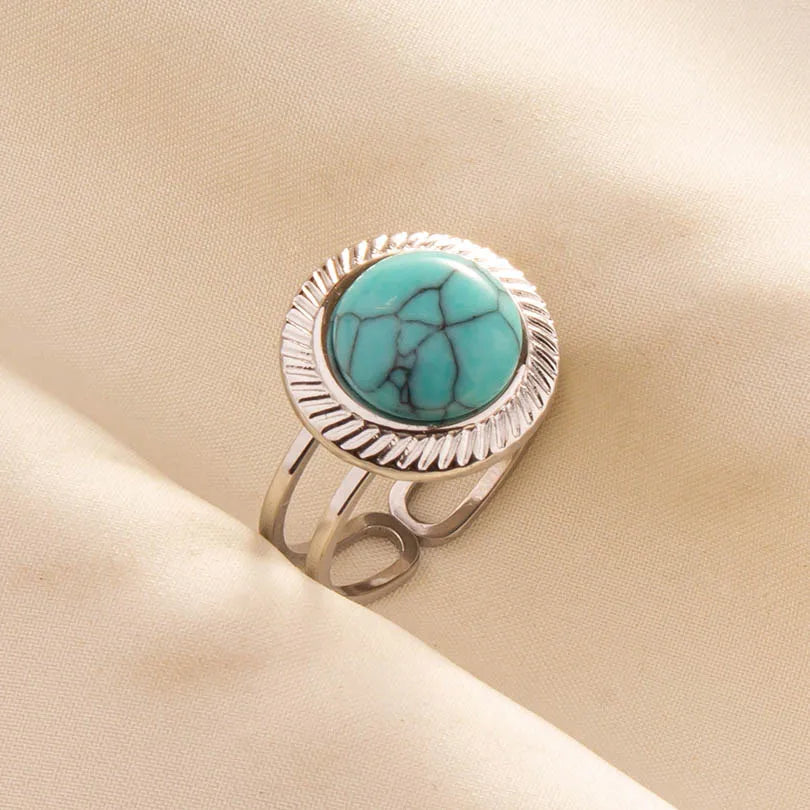 Bohemian Turquoise Gemstone Adjustable Ring for Women