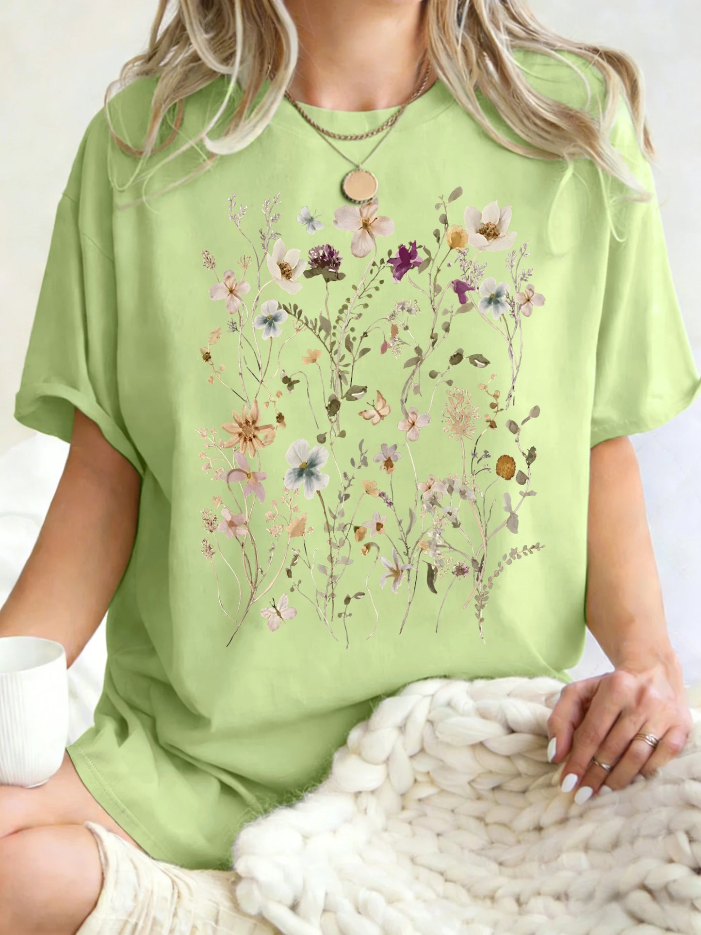 Floral Cluster Print Oversized Short Sleeve T-Shirt