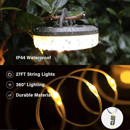 4-in-1 Rechargeable Camping Light with String Lights