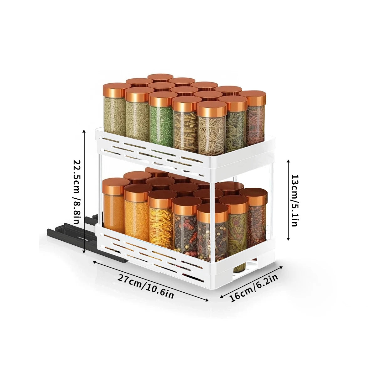 2-Tier Pull-Out Spice Rack Organizer