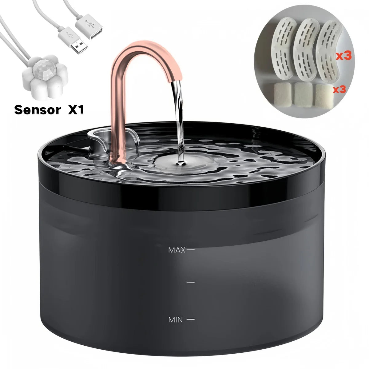 2.1L Automatic Pet Water Fountain with USB Sensor